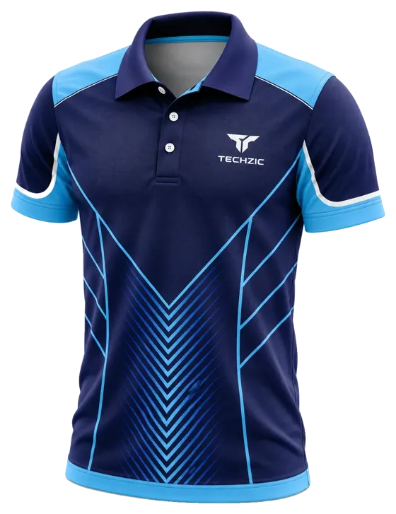 TECHZIC Geometric Cricket Polo Jersey