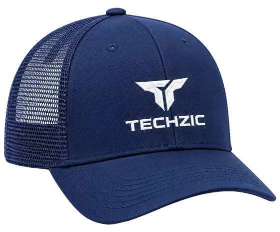 TECHZIC Mesh Trucker Cap in Navy