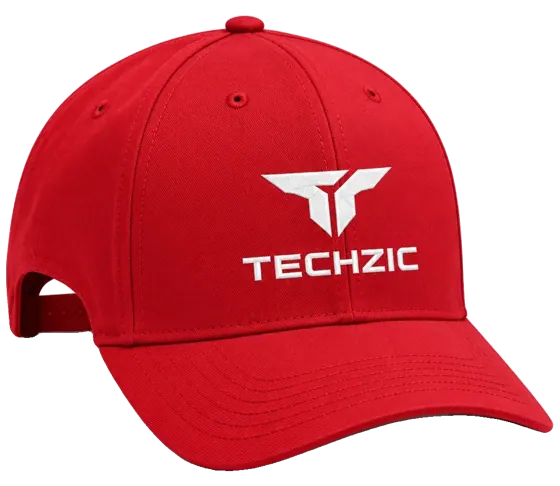 TECHZIC Structured Snapback Cap in Red