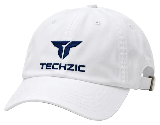 TECHZIC Relaxed Strapback Dad Cap - White