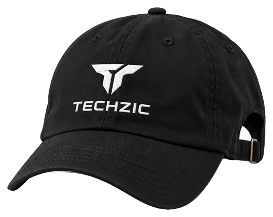 TECHZIC Relaxed Strapback Dad Cap in Black