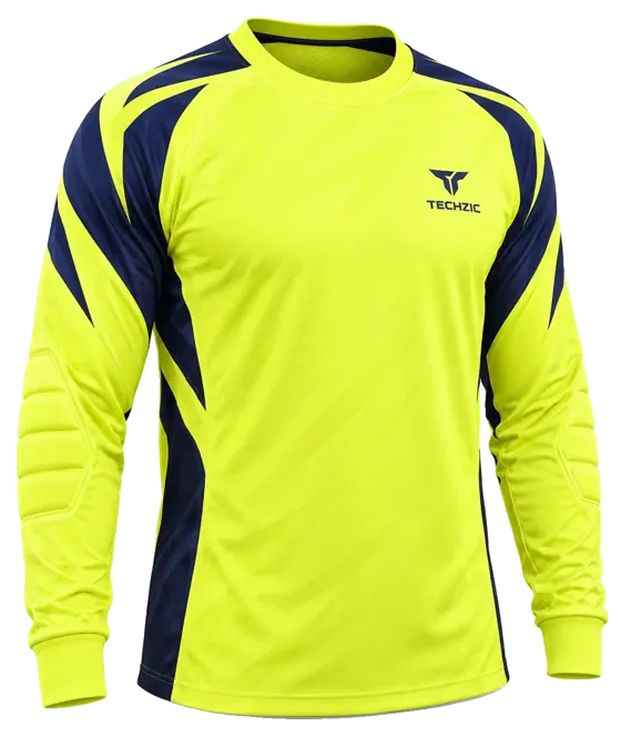 TZ-GK01 Goalkeeper Jersey - Neon Green in Solar Yellow / Navy