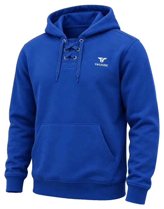 TECHZIC Hockey Lace Hoodie in Royal Blue