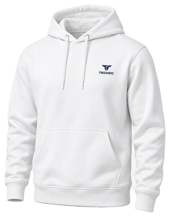 TECHZIC Classic Fleece Hoodie - White
