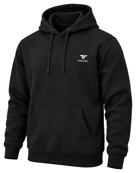 TECHZIC Classic Fleece Hoodie in Black