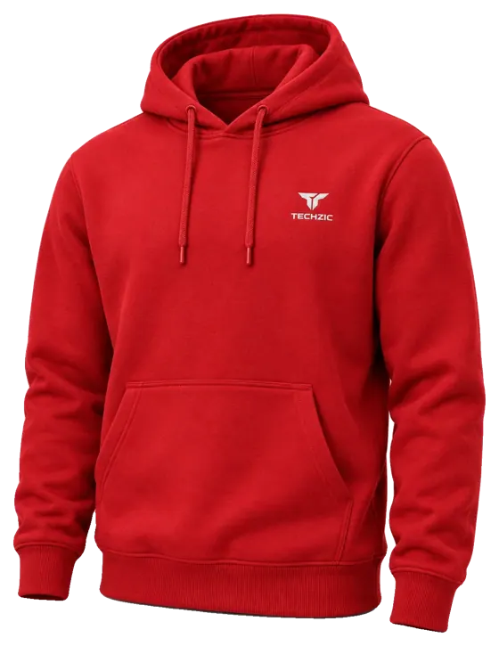 TECHZIC Classic Fleece Hoodie in Red