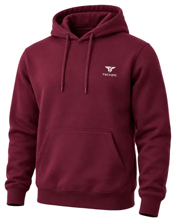 TECHZIC Classic Fleece Hoodie in Maroon