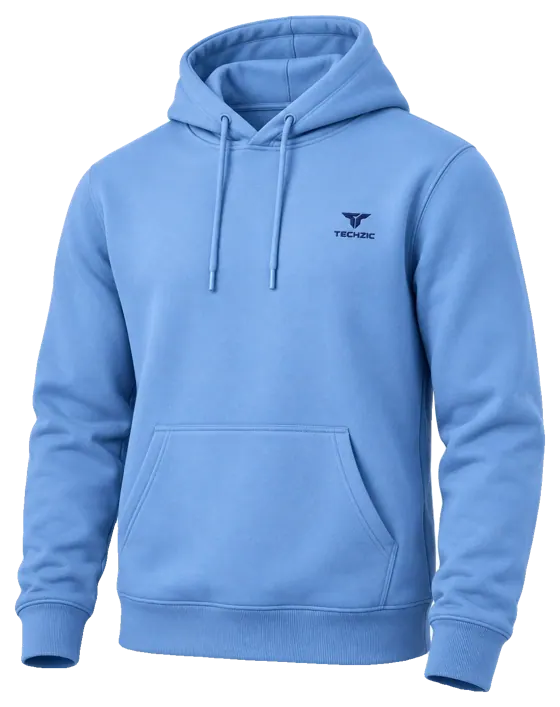 TECHZIC Classic Fleece Hoodie in Sky Blue