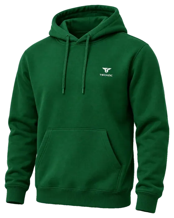 TECHZIC Classic Fleece Hoodie in Dark Green