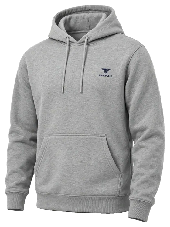 TECHZIC Classic Fleece Hoodie in Heather Grey