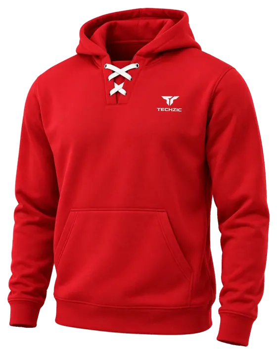 TECHZIC Performance Fleece Lace Hoodie in Red