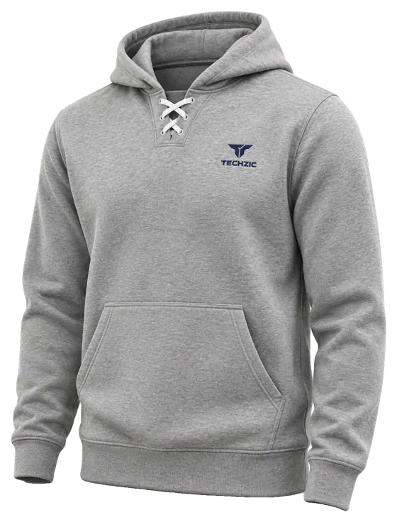 TECHZIC Performance Fleece Lace Hoodie in Heather Grey