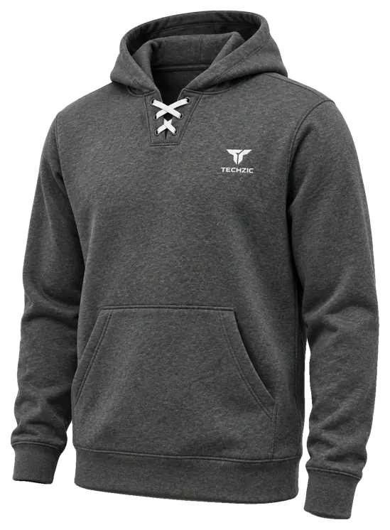 TECHZIC Performance Fleece Lace Hoodie in Heather Charcoal