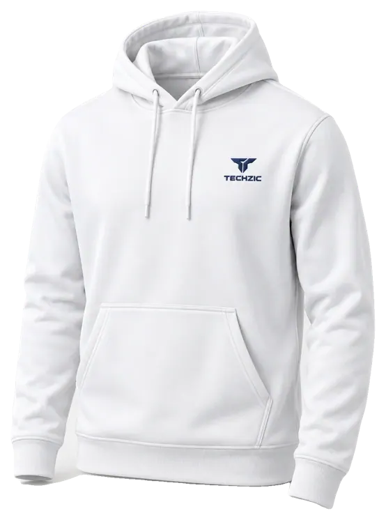 TECHZIC Classic Performance Fleece Hoodie - White