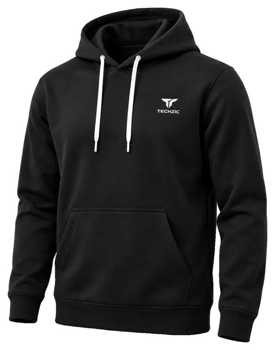 TECHZIC Classic Performance Fleece Hoodie in Black