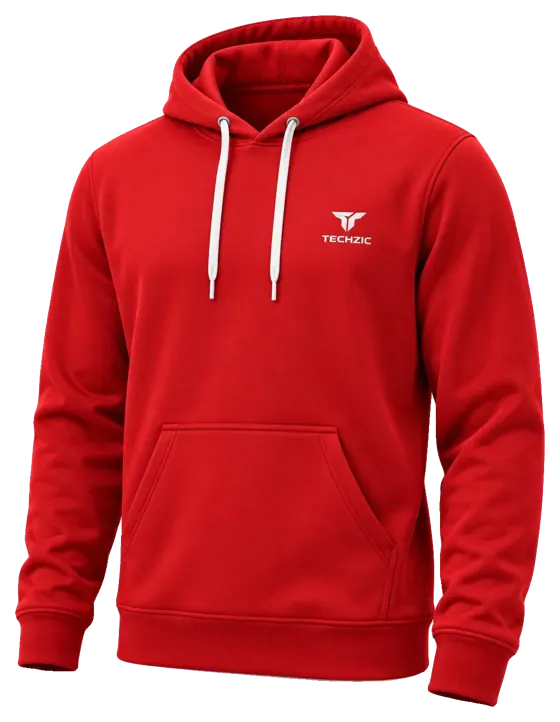 TECHZIC Classic Performance Fleece Hoodie in Red