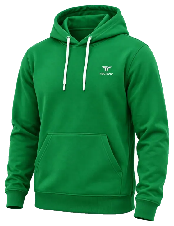 TECHZIC Classic Performance Fleece Hoodie in Kelly Green