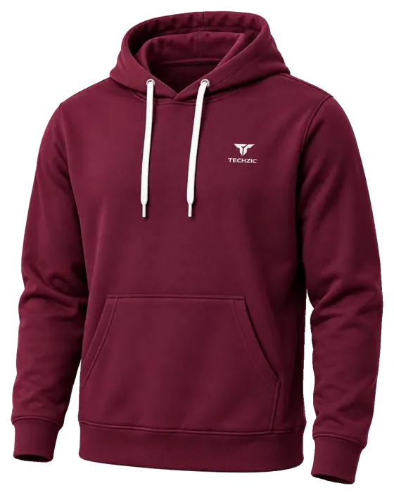 TECHZIC Classic Performance Fleece Hoodie in Maroon