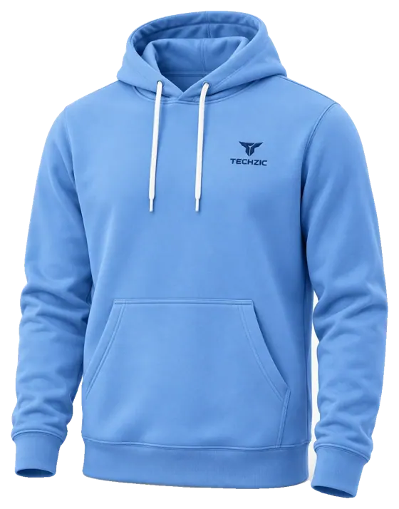 TECHZIC Classic Performance Fleece Hoodie in Sky Blue