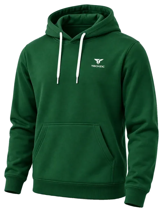 TECHZIC Classic Performance Fleece Hoodie in Dark Green