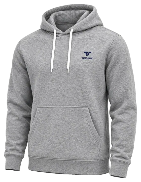 TECHZIC Classic Performance Fleece Hoodie in Heather Grey