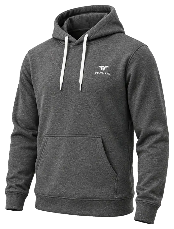 TECHZIC Classic Performance Fleece Hoodie in Heather Charcoal