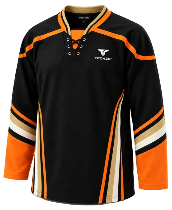 TECHZIC Lace Hockey Jersey — Black & Orange