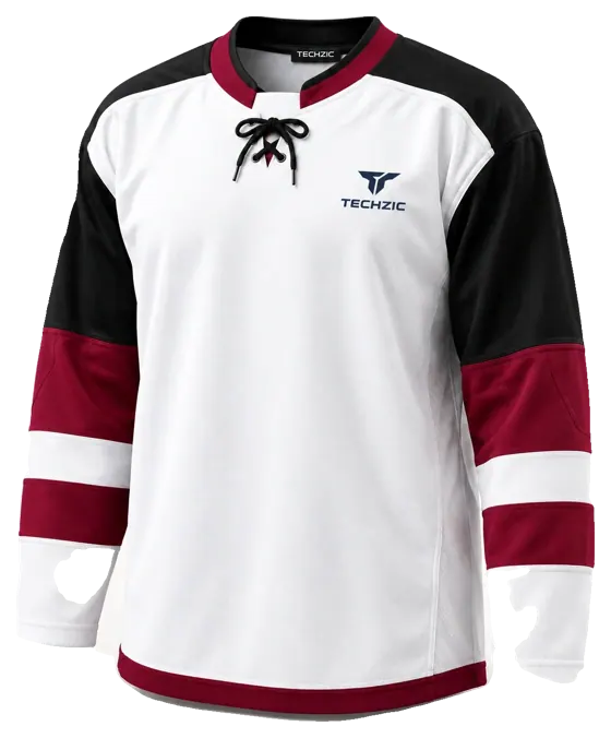 TECHZIC Heritage Hockey Jersey — Burgundy in White / Burgundy / Black