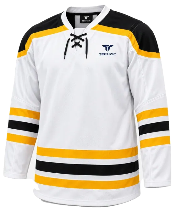 TECHZIC Hockey Jersey — Black / Hot Pink in White / Black / Gold