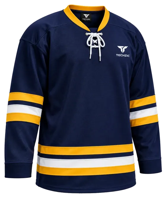 TECHZIC Hockey Jersey — Black / Hot Pink in Navy / Gold / White
