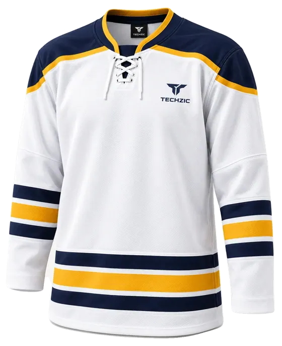 TECHZIC Hockey Jersey — Black / Hot Pink in White / Navy / Gold