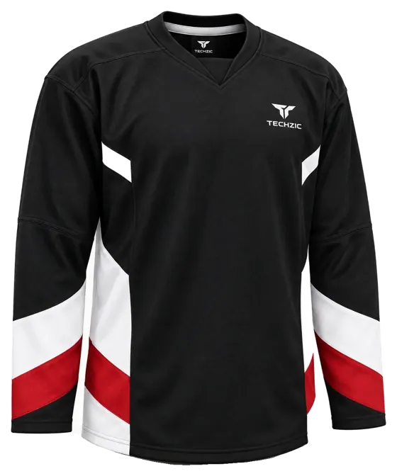TECHZIC Hockey Jersey — Black / Hot Pink in Black / White / Red