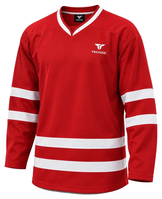 TECHZIC Hockey Jersey — Black / Hot Pink in Red / White