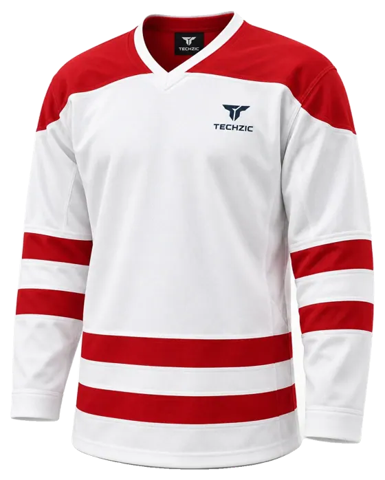 TECHZIC Hockey Jersey — Black / Hot Pink in White / Red