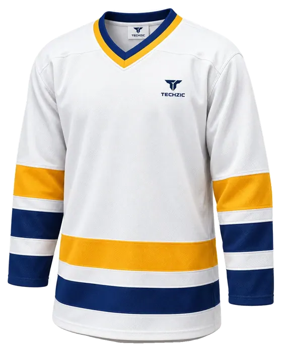 TECHZIC Hockey Jersey — Black / Hot Pink in White / Gold / Navy