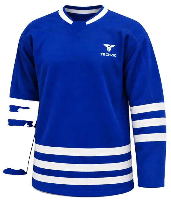 TECHZIC Select Striped Hockey Jersey in Royal / White