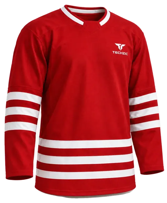 TECHZIC Select Striped Hockey Jersey in Red / White