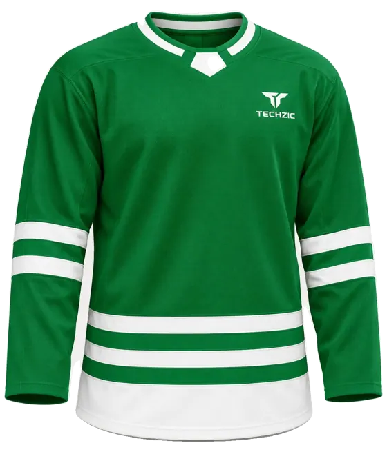TECHZIC Select Striped Hockey Jersey in Kelly / White