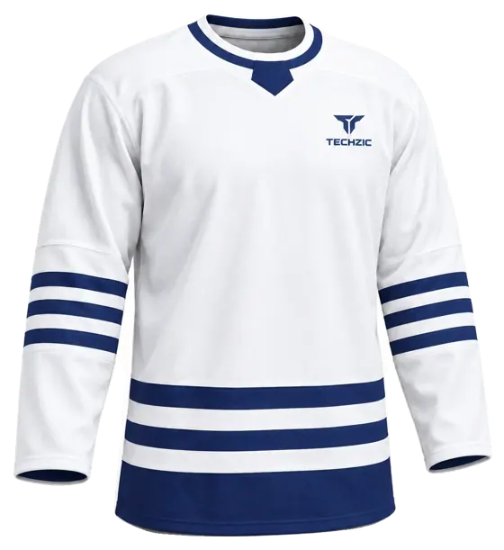 TECHZIC Select Striped Hockey Jersey in White / Navy