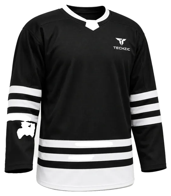 TECHZIC Select Striped Hockey Jersey in Black / White