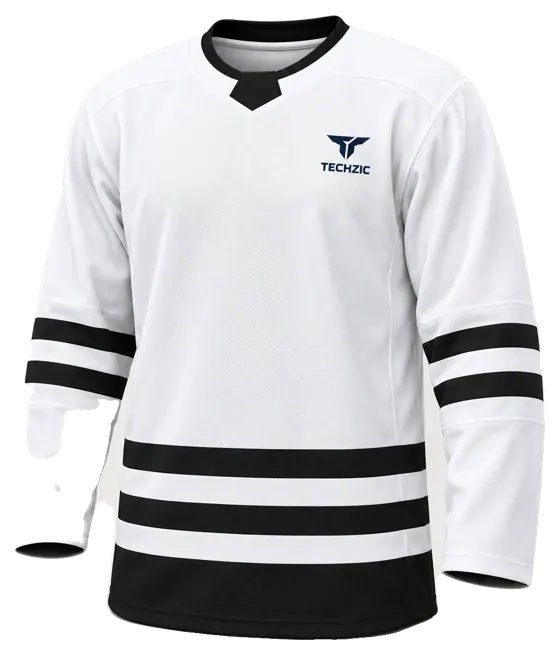 TECHZIC Select Striped Hockey Jersey in White / Black