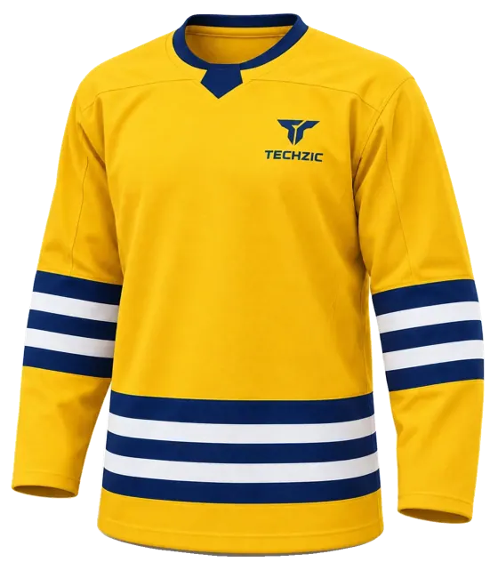TECHZIC Select Striped Hockey Jersey in Maize / Navy / White