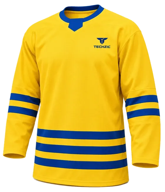 TECHZIC Select Striped Hockey Jersey in Maize / Royal
