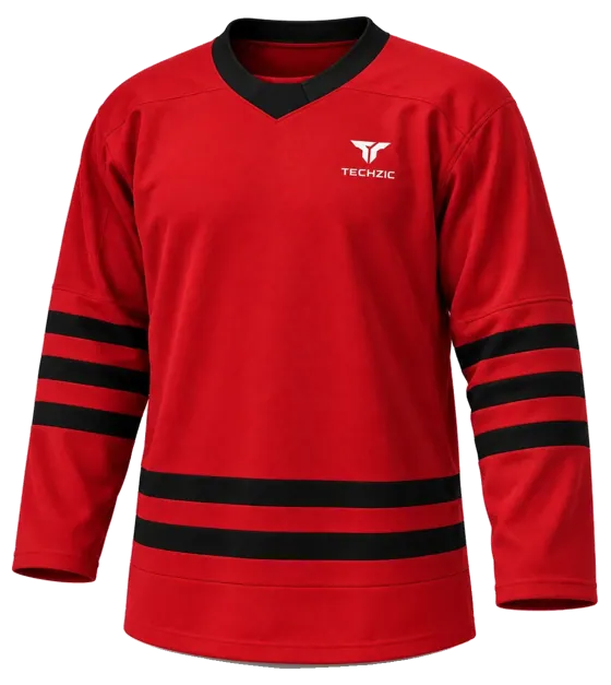 TECHZIC Select Striped Hockey Jersey in Red / Black