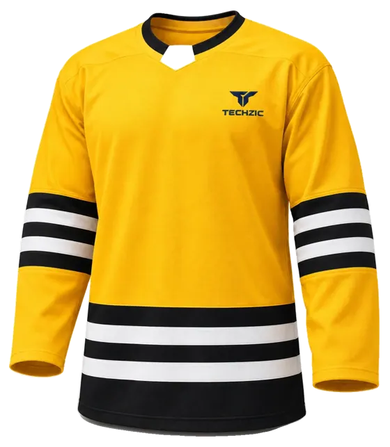 TECHZIC Select Striped Hockey Jersey in Tuscan Gold / Black / White