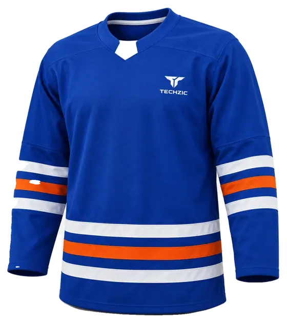 TECHZIC Select Striped Hockey Jersey in Royal / White / Orange