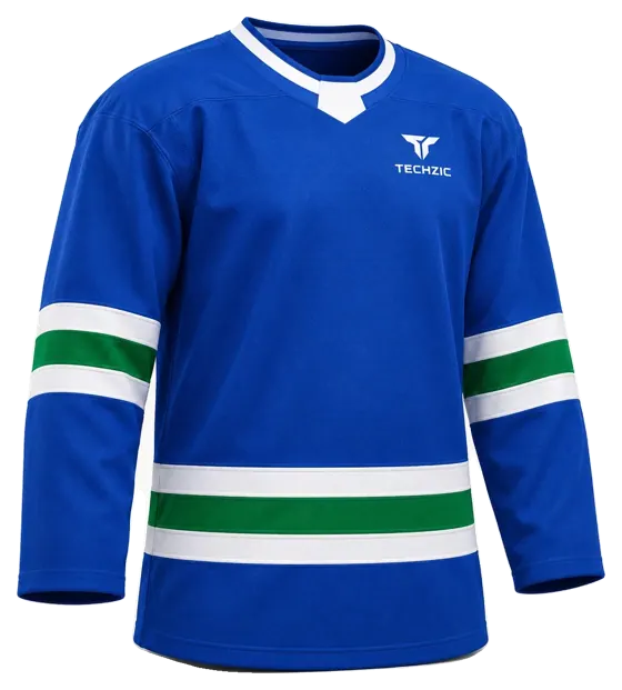 TECHZIC Select Striped Hockey Jersey in Royal / White / Kelly