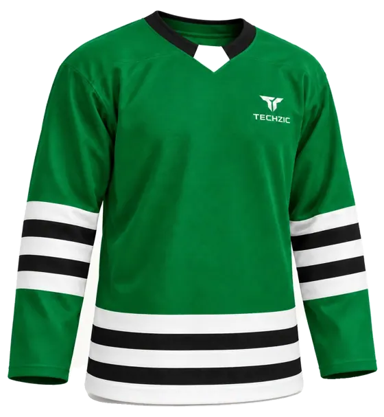 TECHZIC Select Striped Hockey Jersey in Kelly / White / Black