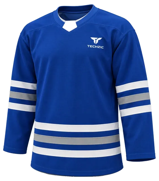 TECHZIC Select Striped Hockey Jersey in Royal / White / Grey