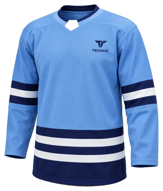 TECHZIC Select Striped Hockey Jersey in Sky / Navy / White